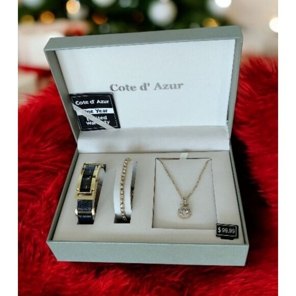 Cote D Azur Jewelry Set Watch Bracelet Necklace Gift Box Womens Career Accessory - Picture 2 of 16